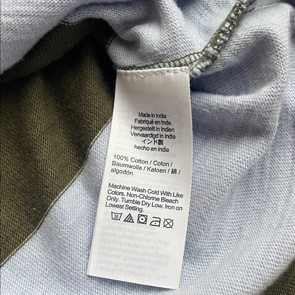 Madewell Olive and Light Blue Striped Polo Shirt - Picture 4 of 6
